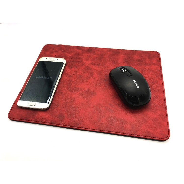 5V 1A Output แผ่นรองเมาส์หนังมัลติฟังก์ชั่น Qi Wireless Charger