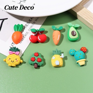 CROCS 【Cute Deco】กระดุมเรซิ่น รูปการ์ตูนผลไม้ เชอร์รี่ สับปะรดน่ารัก (7 แบบ) สําหรับตกแต่งรองเท้า DIY