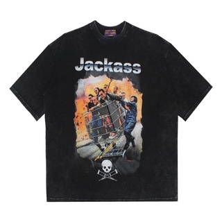 เสื้อยืดคอกลมเสื้อยืด ขนาดใหญ่ พิมพ์ลาย THE JACKASS WASHEDS-5XL