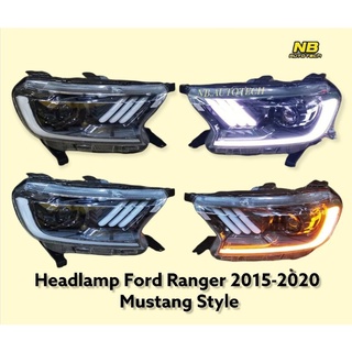 ไฟหน้าเรนเจอร์ ranger mc 2015   2018  2020 T7 T8 ลาย mustang head lamp ford ranger mc T7 T8 mustang style