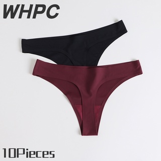 Whpc กางเกงชั้นในจีสตริง ผ้าเรยอน ไร้รอยต่อ ระบายอากาศ ใส่สบาย เซ็กซี่ สําหรับผู้หญิง 10 ชิ้น พร้อมส่ง