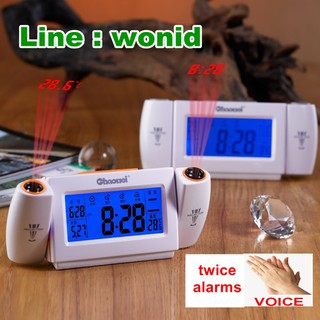 นาฬิกาปลุกส่องเพดาน 2 ช่อง ส่องบอก: เวลา, อุณหภูมิ Chaowei Projector alarm clock 2 Projector : Time, Temperature