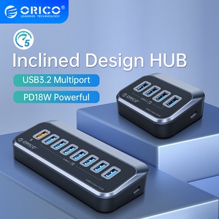 Orico ฮับ USB 3.2 7 พอร์ต ความเร็วสูง 5Gbps Type C เป็น USB 3.2 พร้อมอะแดปเตอร์พาวเวอร์ 12V 1.5A สําหรับ Macbook Pro Air M1 PC แล็ปท็อป (M3U3)