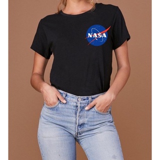 T-Shirtเสื้อยืด พิมพ์ลายโลโก้ NASA สําหรับผู้ชาย และผู้หญิง S-5XL