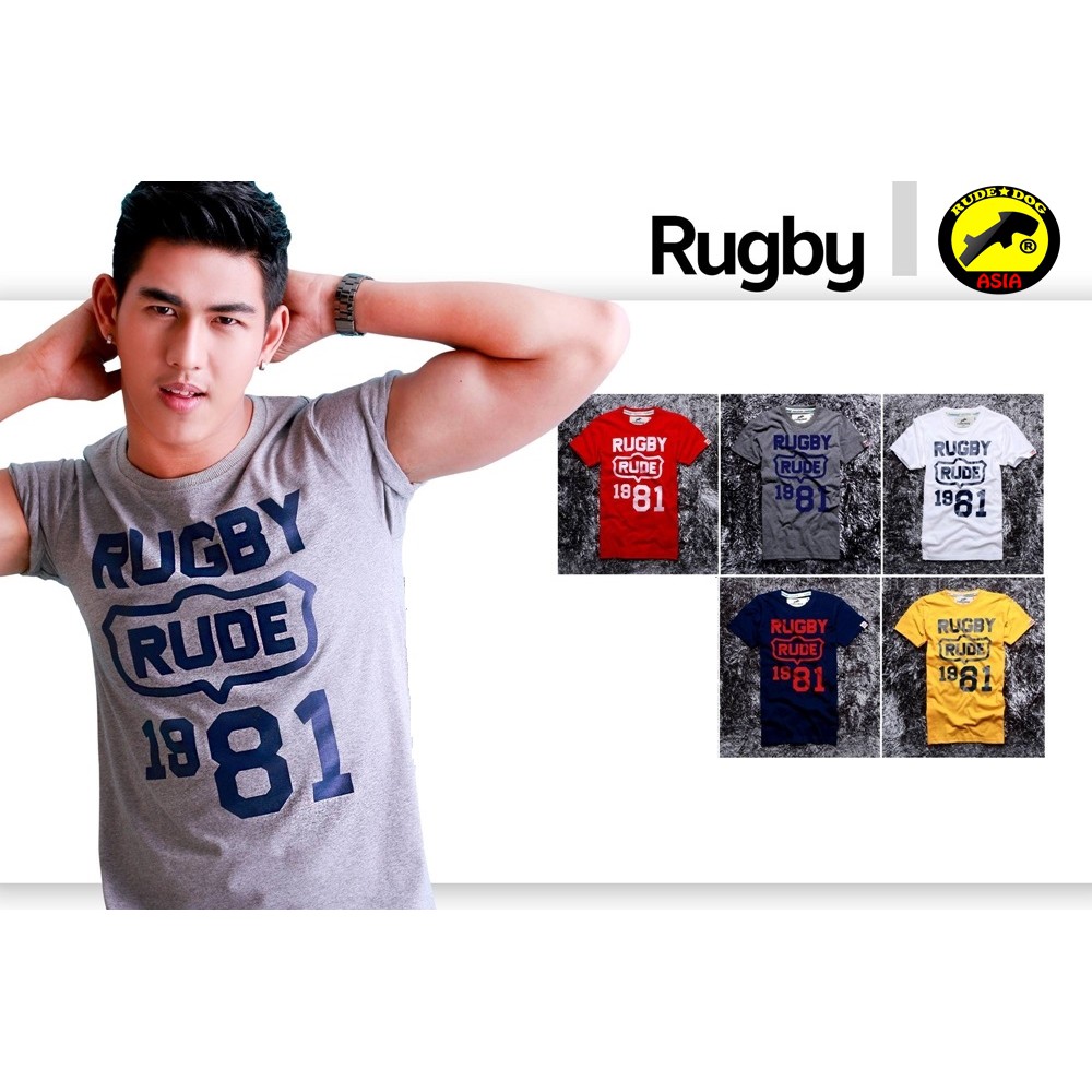 rudedog T-shirt เสื้อยืด รุ่น Rugby รวมสี LImited Edition คอกลม แฟชั่น ลายสกรีน ผ้าฝ้าย cotton ฟอกนุ