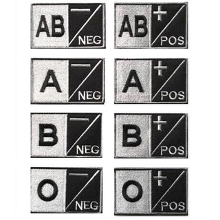 แผ่นป้ายสัญลักษณ์เลือด Type A B O AB POS NEG ขนาด 8*5 ซม. สําหรับติดเสื้อผ้า กระเป๋าเป้สะพายหลัง 1 ชิ้น