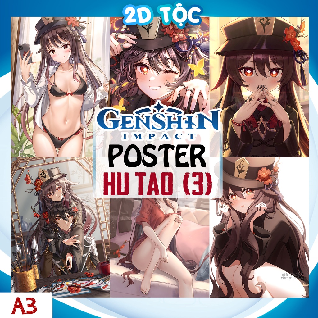 A3 HU TAO HuTao โปสเตอร์สี (3) GENSHIN IMPACT กระดาษคุณภาพสูง MATRIAL - 2D SHOP