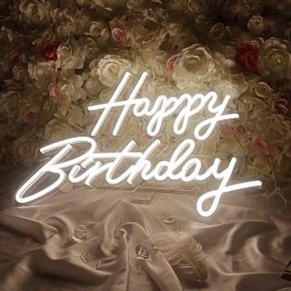 ป้ายไฟตกแต่งวันเกิด ป้ายไฟวันเกิด ป้ายสุขสันต์วันเกิด ป้ายHappy Birthday Warm White Integrative Neon Sign for Any Age