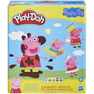 PLAY DOH Peppa Pig Stylin Set with 9 Non-Toxic Modeling Compound Cans and 11 Accessories