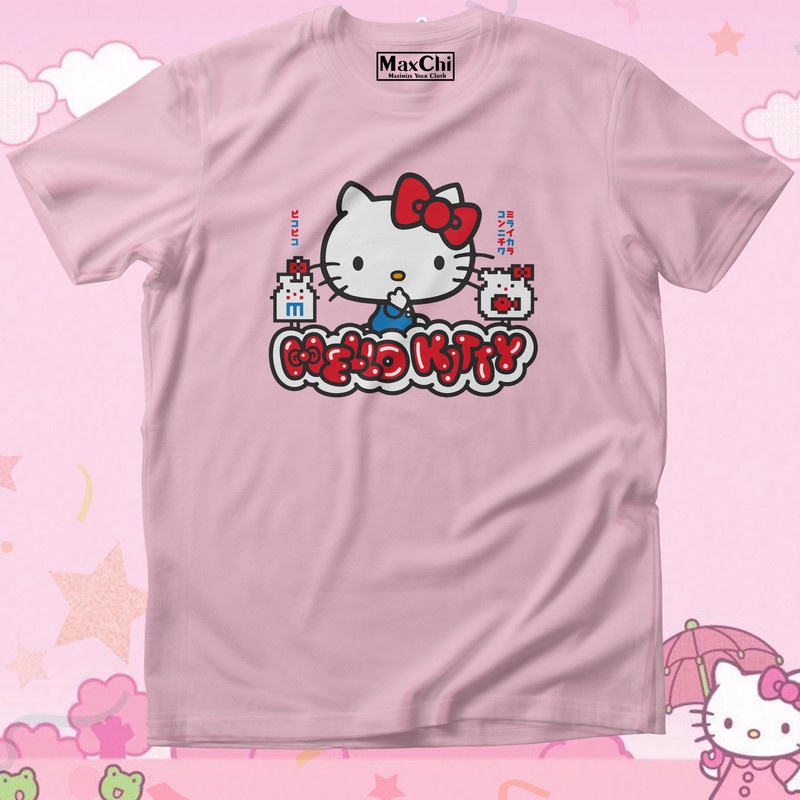 [MaxChi] Hello Kitty Japan Pink Baby เสื้อยืดสําหรับวัยรุ่นและผู้ใหญ่