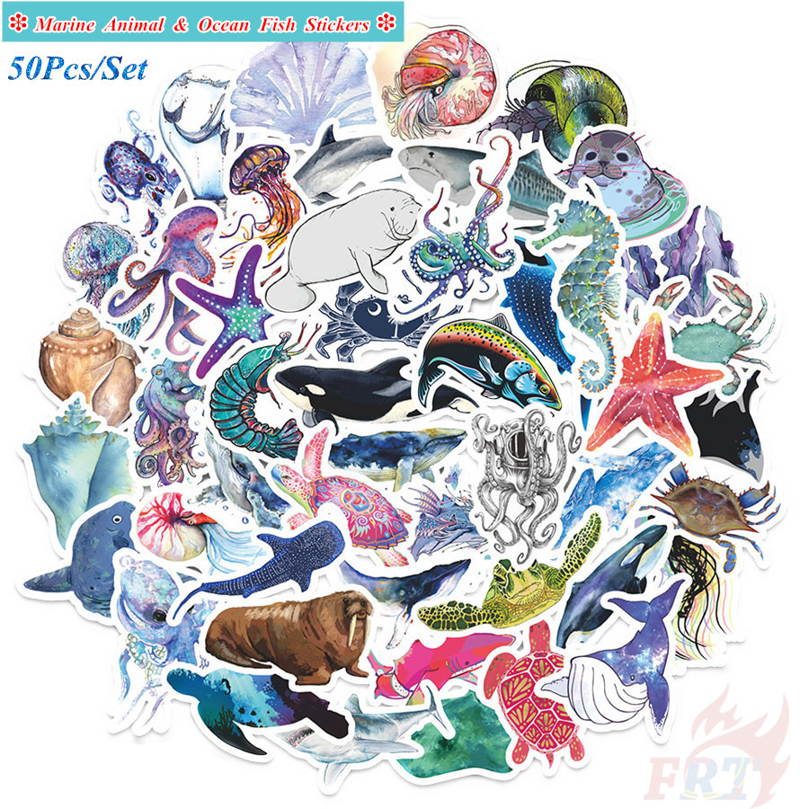 ❉ สติ๊กเกอร์ปลาทะเลและปลาทะเล ❉ 50 ชิ้น/เซ็ต DIY แฟชั่นสติ๊กเกอร์ Doodle กันน้ํา