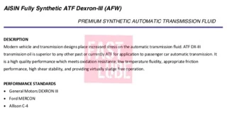 น้ำมันเกียร์อัตโนมัติ ไอซิน AISIN (4L); AFW-VI, CFEx, AFW+, AFW