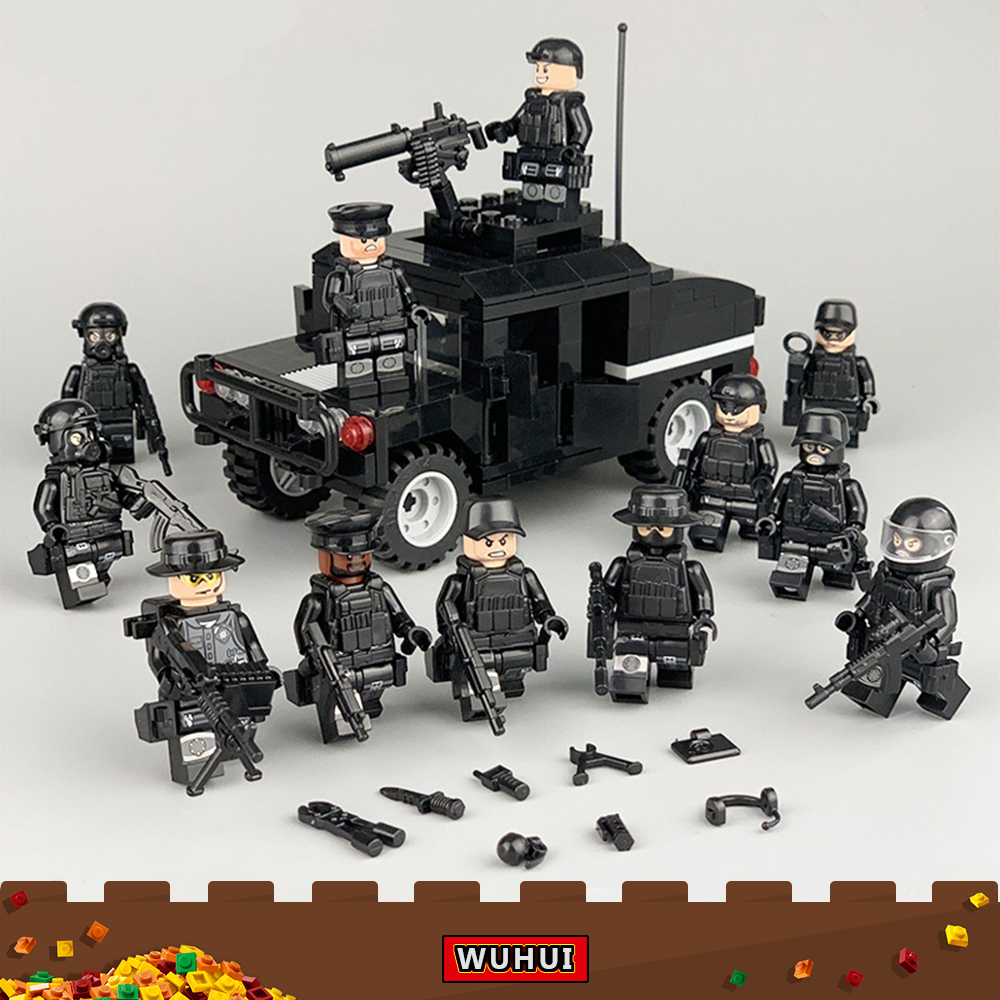 ღღWUHUI 12+1PCS Lego City Police Minifigures Toy Building Kit Lego Toys