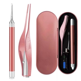 ไฟ LED หูหยิบชุด เครื่องมือแหนบหูชุดอุปกรณ์แคะหูพร้อมกล่องเก…