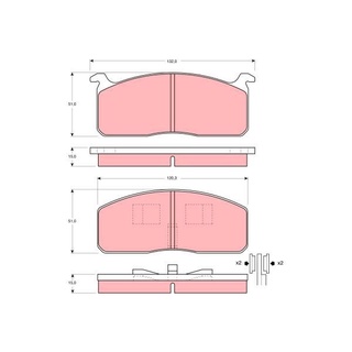 ผ้าดิสเบรคหน้า TOYOTA HIACE RH20 RH30 LH20 LH30 1977-1982 HILUX RN20 RN30 LN30 1972- LN40 RN40 1979- GDB233 TRW