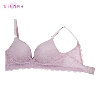 WIENNA เสื้อชั้นใน บราลูกไม้ ไร้โครง  บราม้วนได้ Bra Be light DB26304  สีชมพู สีโอรส ROSE LILY