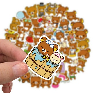 💥พร้อมส่ง💥San-X Rilakkuma リラックマ sticker สติกเกอร์กันน้ำรูปแบบที่แตกต่างกัน, 50 ชิ้น