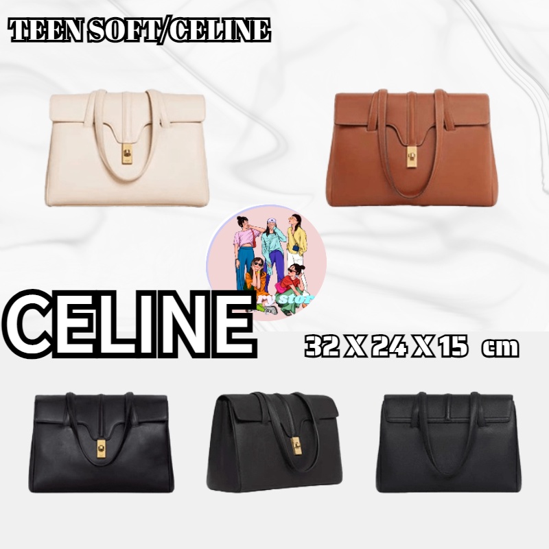 CELINE TEEN SOFT/CELINE TEEN หนังวัว/กระเป๋าช้อปปิ้ง/ล็อค/กระเป๋าสะพายข้าง/กระเป๋าถือง/สายสะพายไหล่ถ