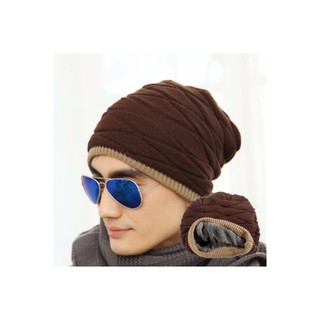 หมวกถักไหมพรม สีน้ำตาล BeanieUnisex -P51-Brown