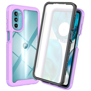 3 in 1 เคสโทรศัพท์มือถือแบบใส 360 องศา พร้อมฟิล์มกันรอยหน้าจอ PET สําหรับ Motorola Moto G82 5G