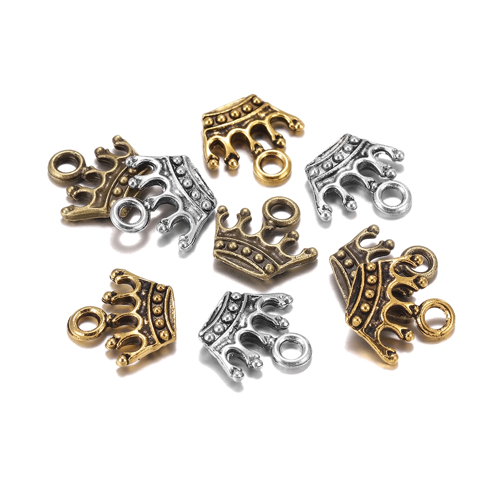 CHARMS CHARMS HANDMADE จี้สร้อยข้อมือรูปมงกุฎทิเบตสีเงิน 13X14 มม . 20 ชิ้น / ล็อต