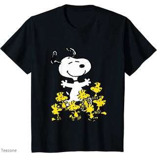 เสื้อยืดชาย เสื้อยืดคอกลม แขนสั้น ผ้าฝ้าย พิมพ์ลาย Peanuts Snoopy chick แฟชั่นฤดูร้อน สําหรับผู้ชาย