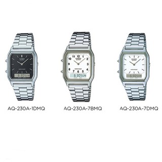 CASIO นาฬิกาข้อ สายสแตนเลส สีเงิน รุ่น AQ-230A,AQ-230A-1D, AQ-230A-7B,AQ-230A-7D,AQ-230A-7BMQ,AQ-230A-1DMQ,AQ-230A-7DMQ