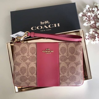 พร้อมส่งกระเป๋าคล้องมือCoachแท้💯 Coach 32445 Small Wristlet In Colorblock Signature Canvasงานช้อปพร้อมกล่อง