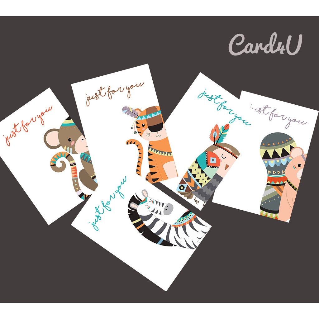 (พร้อมส่ง) การ์ดอวยพร Just for you @9.00 Baht/แผ่น (Greeting Card) เพื่อติดของขวัญ ช่อดอกไม้ หรือเขี