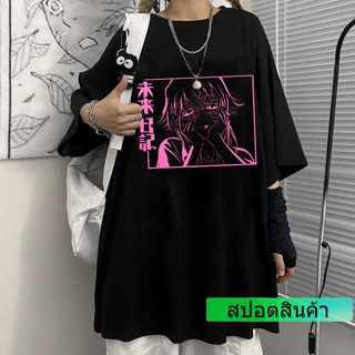 Yuno Gasai ในชุดนักเรียนเสื้อยืด Homme Cotton Tee ญี่ปุ่น Manga Mirai Nikki Future Diary เสื้อแขนสั้นเสื้อยืดเสื้อผ้า