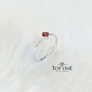 Top1Jewelry ไพลินสีแดง เผาเก่า แหวนเงินแท้