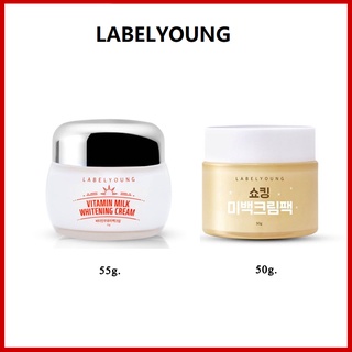 LABEL YOUNG Vitamin milk whitening cream 55g/Shocking Whitening Cream Pack 50g ครีมหน้าสด