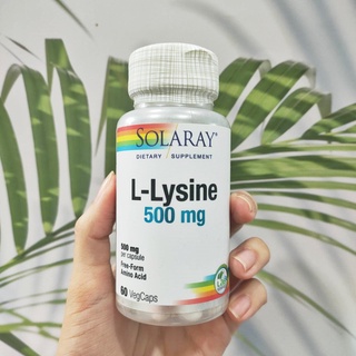 50% Sale!!!! EXP: 10/23 แอล-ไลซีน L-Lysine 500mg 60 Vegcaps (Solaray®) Free-Form Amino Acid กรดอะมิโนจำเป็นต่อร่างกาย