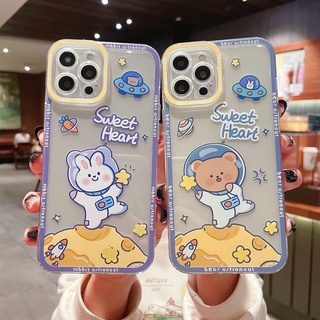 เคสโทรศัพท์มือถือแบบนิ่ม กันกระแทก ลายหมี กระต่าย สําหรับ Samsung S21 FE 5G S22+ S21+ S22 S21 S20 Note 20 Ultra 10 S20+