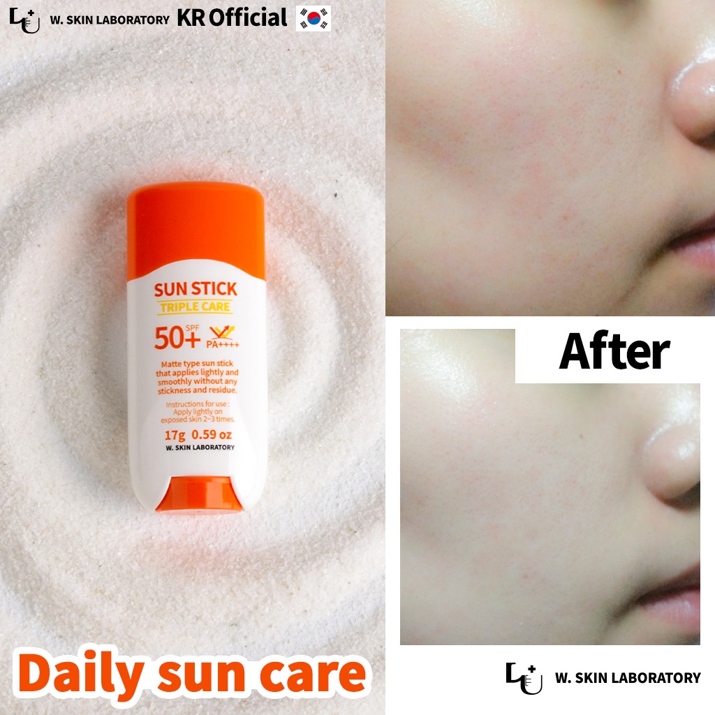 W.SKIN Lab OFFICIAL TRIPLE CARE sun STICK 17g/ UV / SPF / เกาหลี / ความงาม / สิว / ผิว / ไวท์เทนนิ่ง / ของขวัญ / กันน้ํา / ครีม / เมคอัพ / เมคอัพ / กันแดด / กีฬา