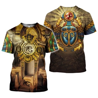 เสื้อยืดลําลอง แขนสั้น พิมพ์ลาย King Tutanchamun Egyptian Eye of Horus 3D สไตล์ฮิปฮอป แฟชั่นฤดูร้อน สําหรับผู้ชาย และผู้หญิง 2023