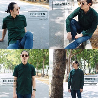 GO GREEN🌿  เสื้อเชิ้ต ออกซ์ฟอร์ด สีเขียวเข้ม