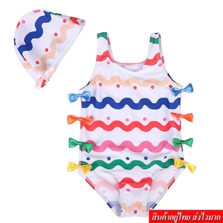 SWIMWEAR ชุดว่ายน้ำเด็กผู้หญิง เซ็ท 2 ชิ้น ชุด+หมวก รุ่น 966