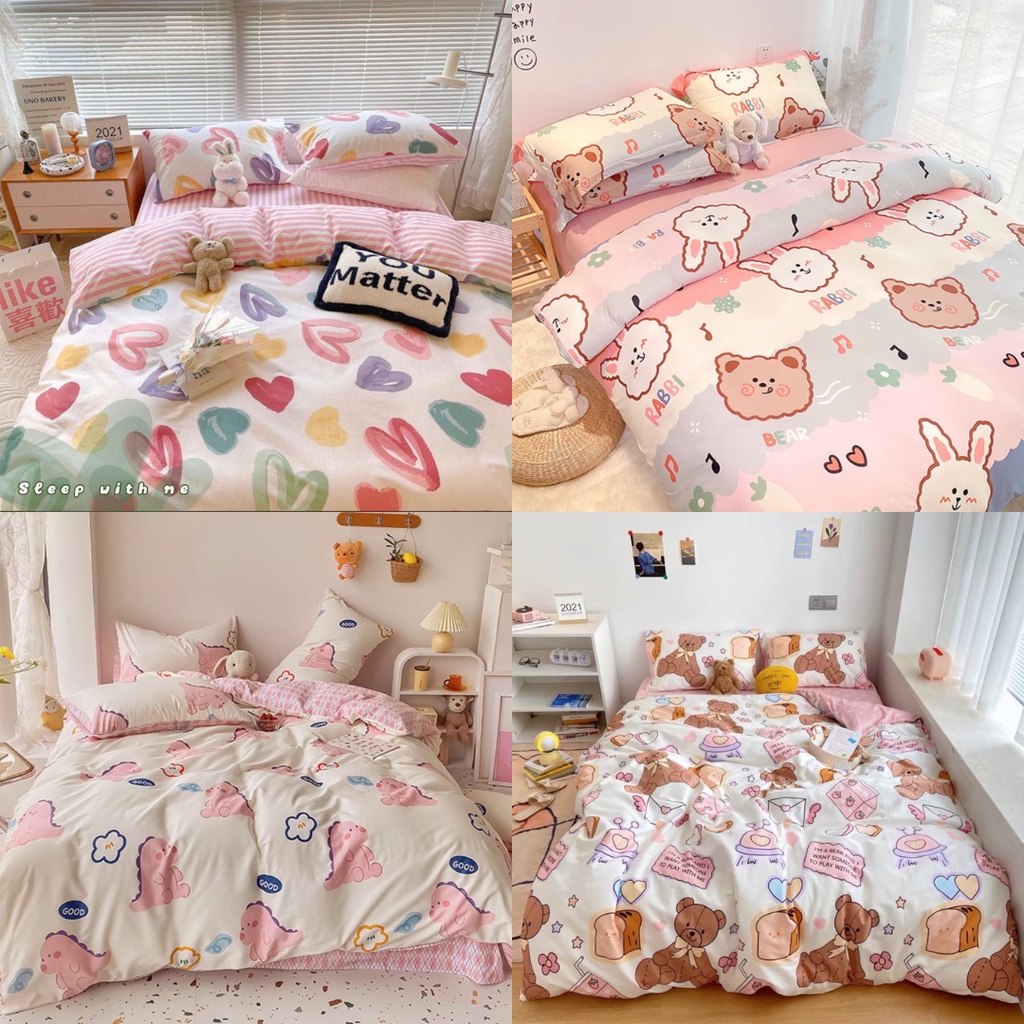 ผ้าปูที่นอน ผ้าห่ม (โทนสีชมพู) ขนาด 3|5|6 ฟุต คอตตอน 100% หนานุ่ม สีไม่ตก
