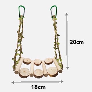H-34 ชิงช้านก ของเล่นนก สะพานแขวน วัสดุธรรมชาติ 20*18cm