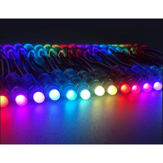 หลอดไฟ LED pixel12มิล แบบ5v Full Color 50 ดวงมีชุดควบคุมขายเเยก