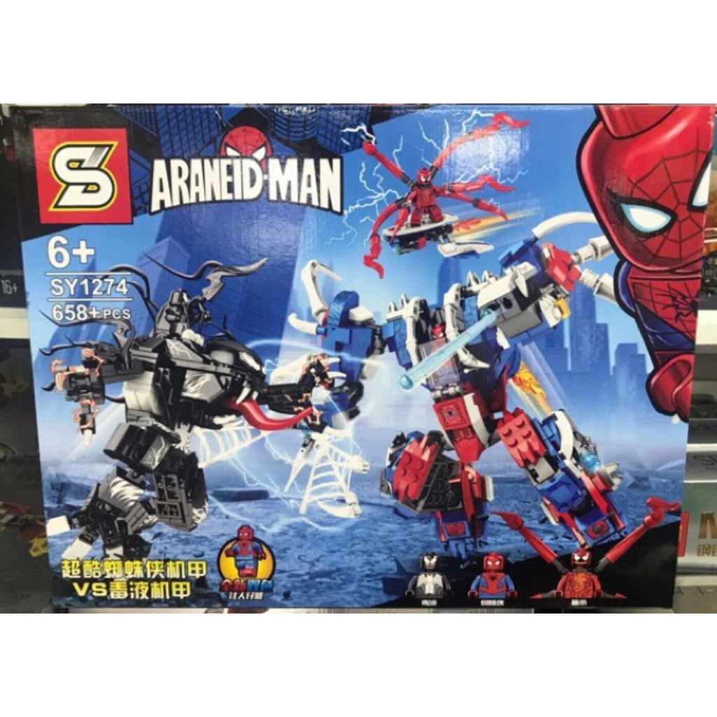 firstbuy_เลโก้จีน SY 1274 Spider Man Mech vs. Venom Mech จำนวน 658pcs