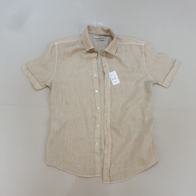 *ใหม่มือ1*แท้*ลด60%* เสื้อเชิ้ตชาย MANGO ผ้าลินินสีครีม EUR = XS : US = XXS