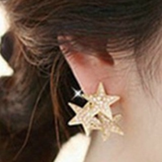 ต่างหู Chic Fashion Korean Triple Star&amp; Crystal Earring