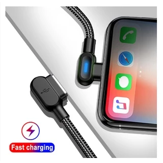 สายชาร์จเร็ว 2.4A USB Micro USB Type C พร้อมไฟ LED 90 องศา USB-C สายชาร์จ Android