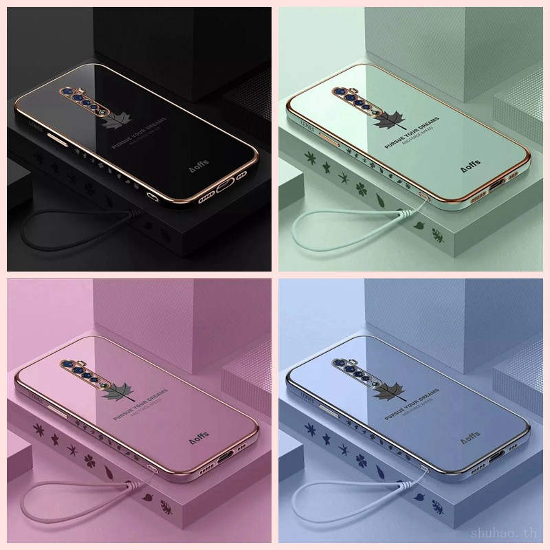 เคส OPPO Reno 2F Reno 2 เคสโทรศัพท์มือถือลายใบเมเปิ้ลสําหรับ มีเชือกคล้อง