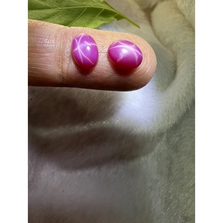 Star Ruby 8x6mm 2 pieces synthetic สตาร์ แดง ทับทิม มีหลาย ขนาด 8x6 มม รูปไข่  กะรัต
