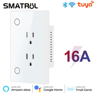 Smatrul 16A Tuya Wifi ซ็อกเก็ตปลั๊ก Us ตั้งเวลา สมาร์ทไลฟ์ แอพ ผนัง เปิดปิดไฟฟ้า สําหรับ Google Home Alexa Tmall Genie