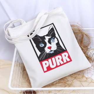 กระเป๋าผ้า PURR🐈🦝 มีสีขาว ดำ(พร้อมส่ง)