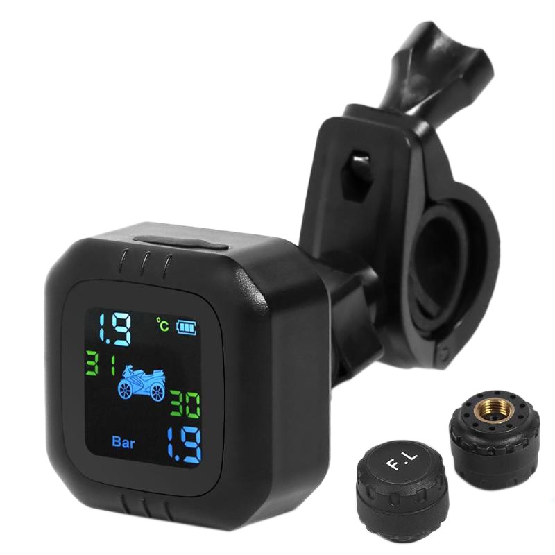 M6 Motorcycle TPMS Tire Pressure Monitoring System LCD Alarm Sensor ...